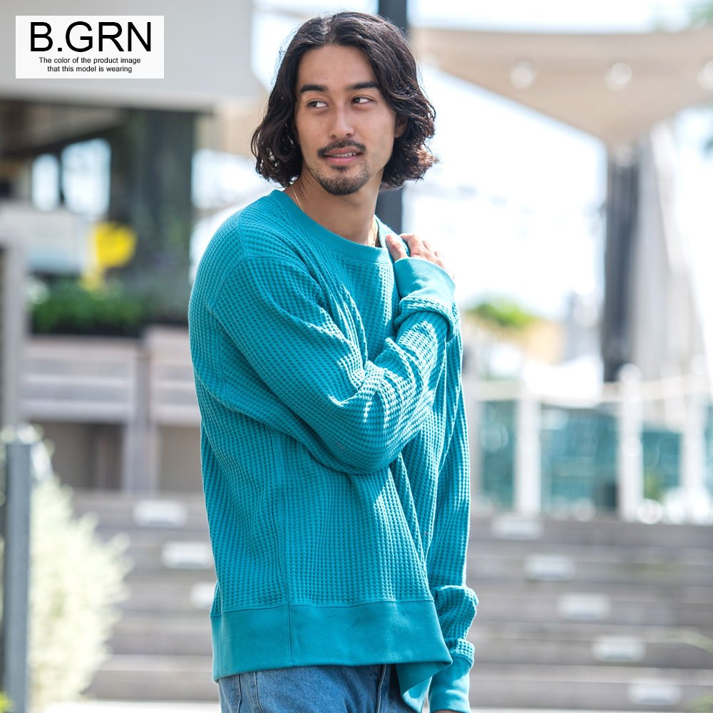 Tシャツ メンズ 長袖 無地 インナー ワッフル サーマル 大きいサイズ トレーナー JEMORGAN 白 黒 春 秋 冬 | JEMORGAN | 12