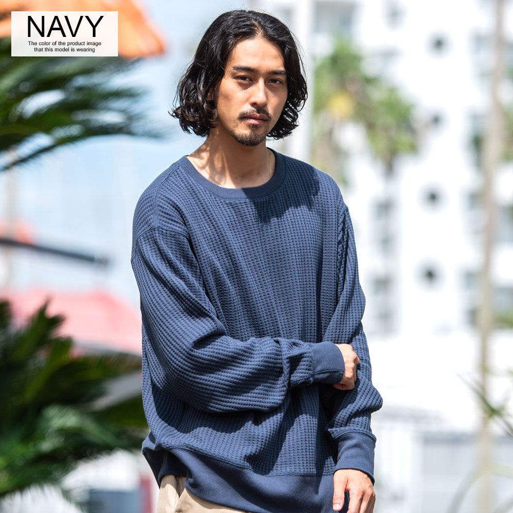 Tシャツ メンズ 長袖 無地 インナー ワッフル サーマル 大きいサイズ トレーナー JEMORGAN 白 黒 春 秋 冬 | JEMORGAN | 16