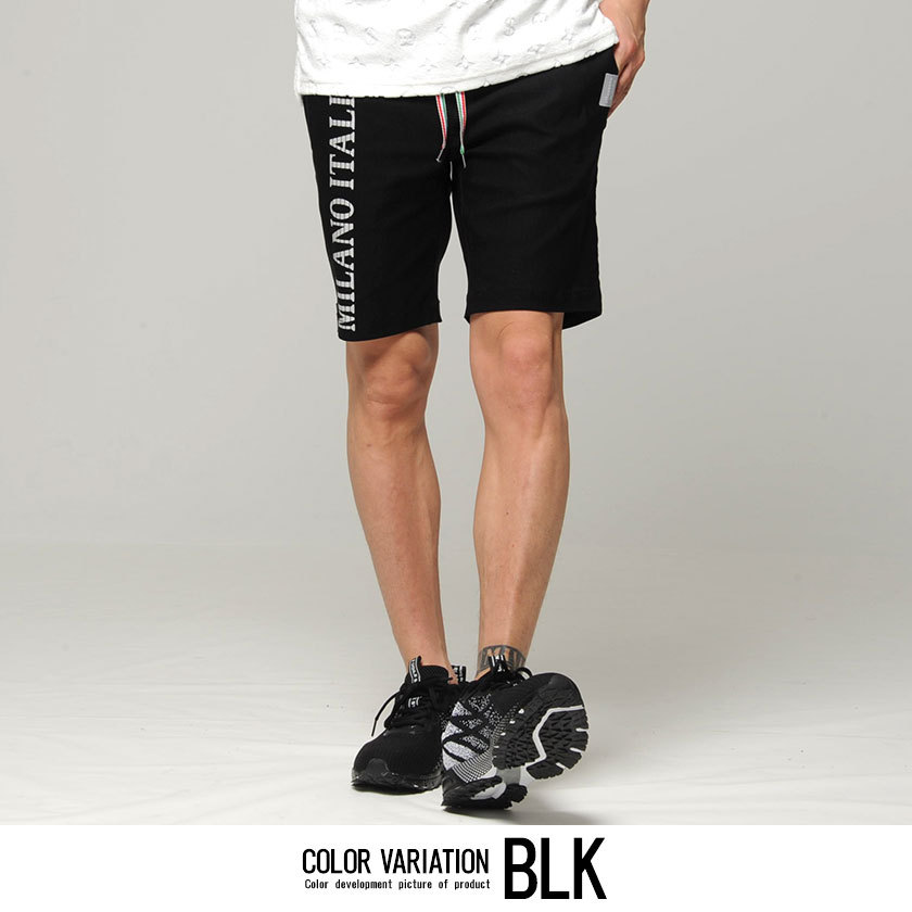 ハーフパンツ メンズ 膝上 細身 スリム ショートパンツ ストレッチ プリント 白 黒 春 夏 :P11332:シルバーバレット 通販 39030 GRUSbyGRASS MENS ハーフパンツ 白 LL