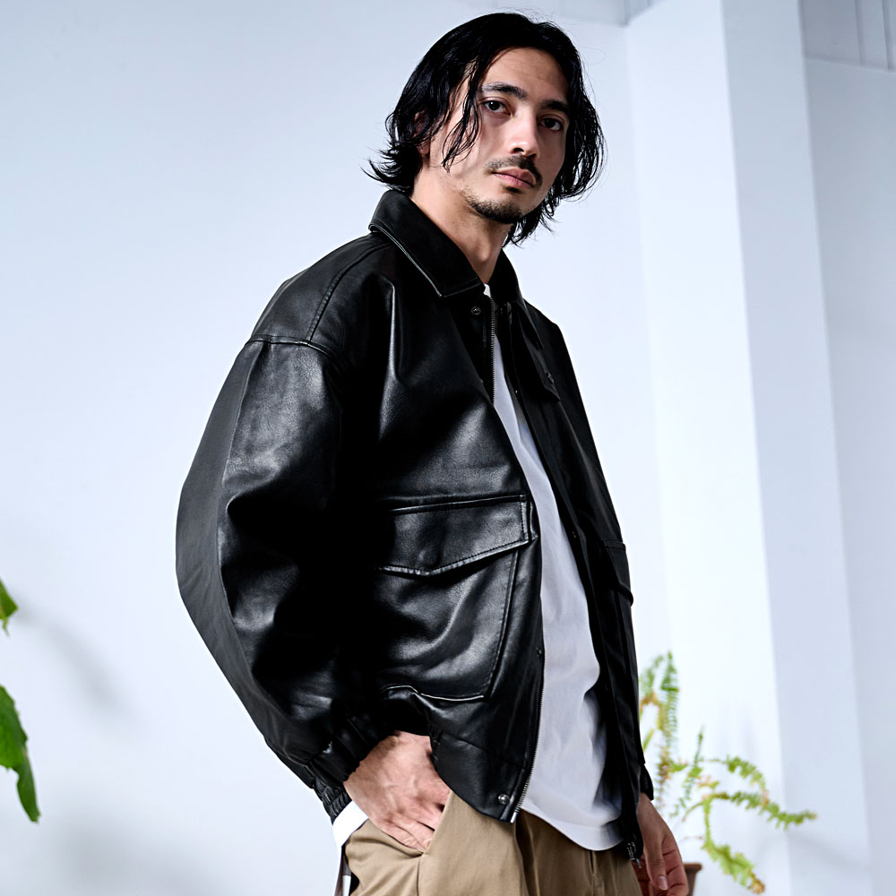 CavariA レザージャケット メンズ 革ジャン ライダース ブルゾン