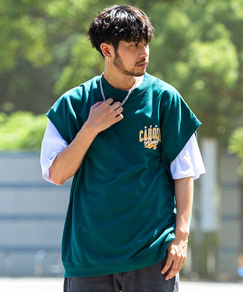 ベスト 半袖Tシャツ ネックレス 3点セット メンズ ブランド おしゃれ 大きいサイズ トップス レ...