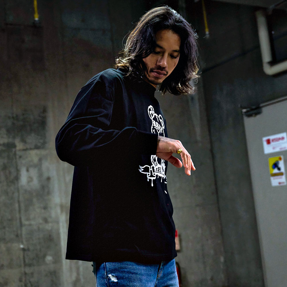 RAZZIS Tシャツ メンズ 長袖 ロンT 大きいサイズ ベア 刺繍 プリント