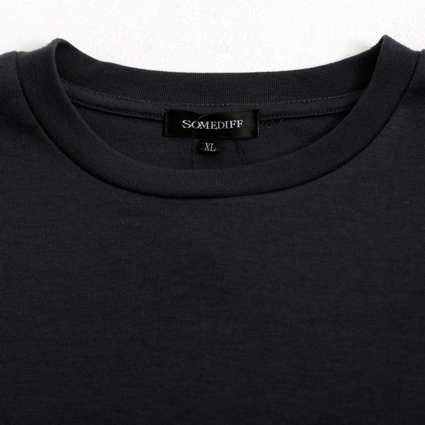 Tシャツ メンズ 長袖 ブランド 厚手 無地 綿 白 黒 インナー 細身 スリム クルーネック Vネック M L XL LL 秋 冬 | SOMEDIFF | 20