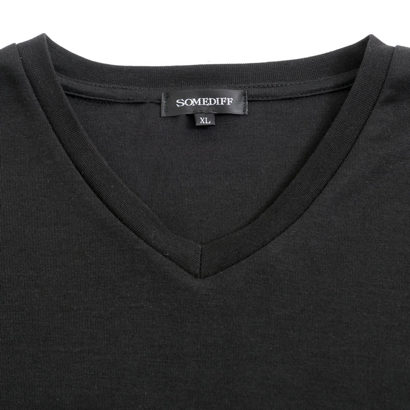 Tシャツ メンズ 長袖 ブランド 厚手 無地 綿 白 黒 インナー 細身 スリム クルーネック Vネック M L XL LL 秋 冬 | SOMEDIFF | 21