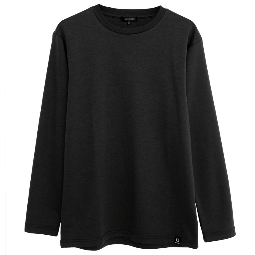 Tシャツ メンズ 長袖 ブランド 厚手 無地 綿 白 黒 インナー 細身 スリム クルーネック Vネック M L XL LL 秋 冬 | SOMEDIFF | 25