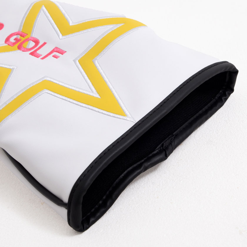 新品☞マルボンゴルフ　刺繍ヘットカバー【パターン　A】★白　男女兼用 新品☞マルボンゴルフ 刺繍ヘットカバー【パターン A】☆白 男女