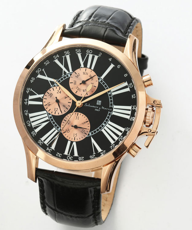 (お取り寄せ商品) 腕時計 メンズ アナログ 革ベルト ビッグフェイス クオーツ Salvatore...