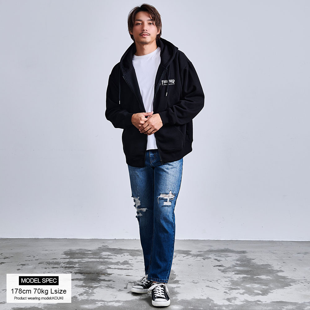 THRASHER（スラッシャー） パーカー ジップアップ メンズ 大きいサイズ