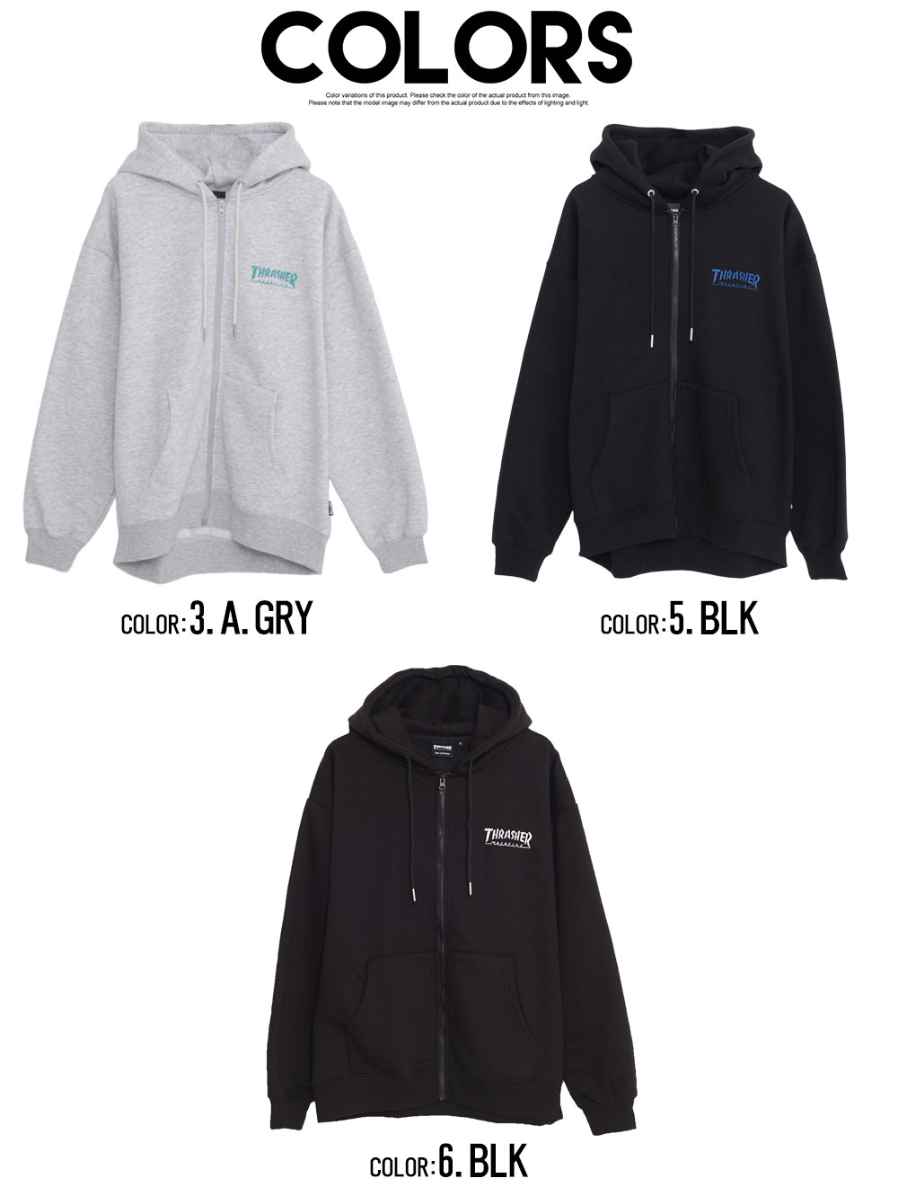 THRASHER（スラッシャー） パーカー ジップアップ メンズ 大きいサイズ