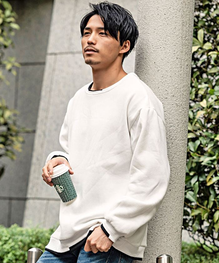 Vicci フェイクレイヤード トレーナー メンズ スウェット 裏起毛