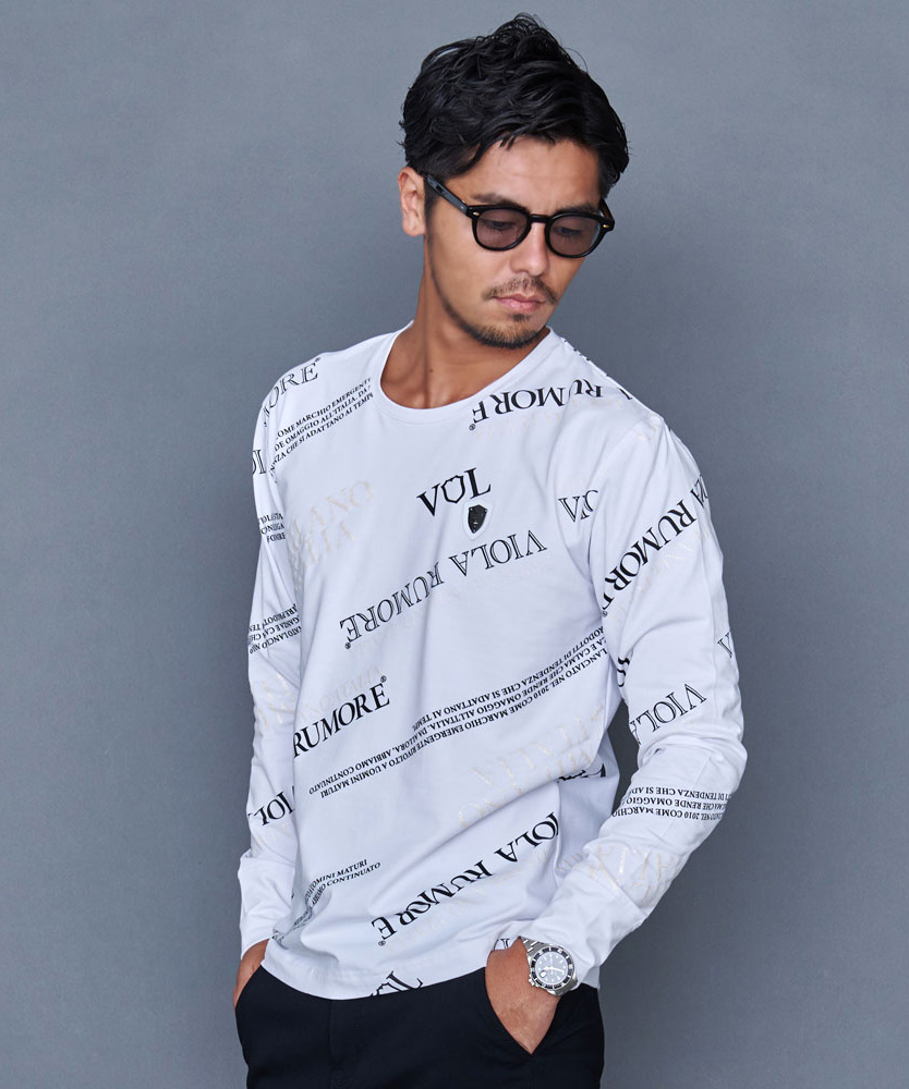 VIOLA RUMORE Vネックシャツ L ホワイト VIOLA tシャツ 「VIOLA rumore/ヴィオラ ルモーレ」プリント入り