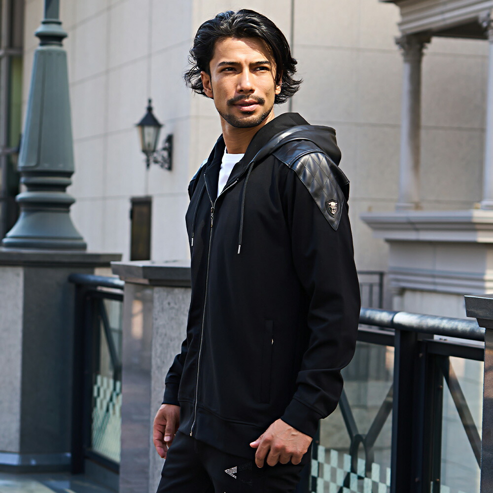 パーカー４着セット VIOLA パーカー メンズ トップス 長袖 ジップアップ スリム 切替