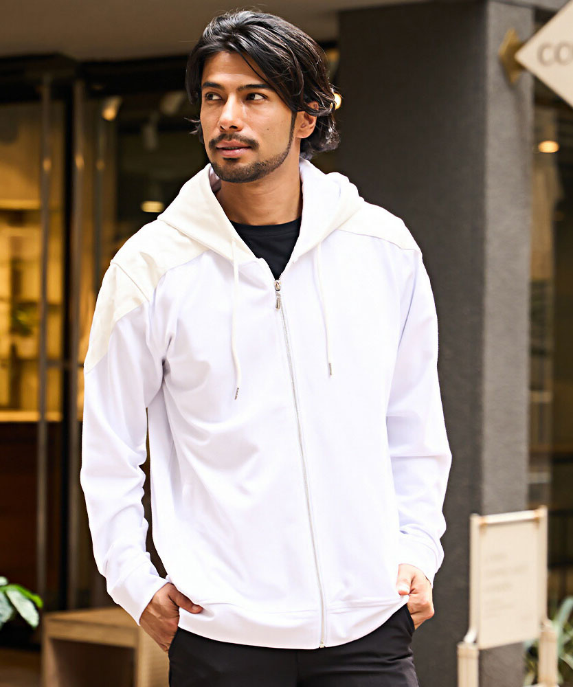 VIOLA パーカー メンズ トップス 長袖 ジップアップ スリム 切替