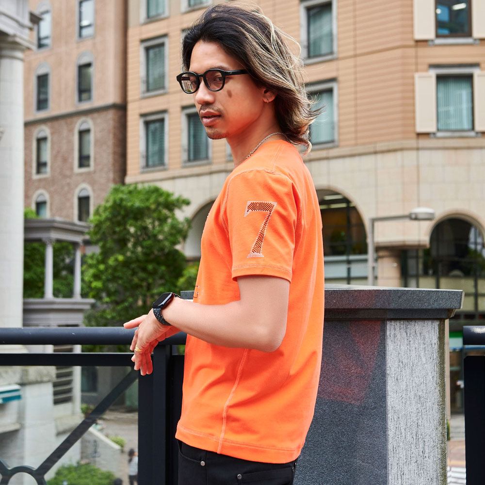 VIOLA Tシャツ メンズ 半袖 ブランド ヴィオラ 綿 ラインストーン ロゴ