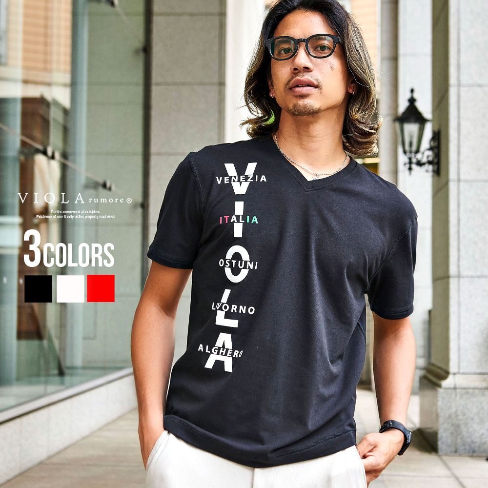 VIOLA Tシャツ メンズ 半袖 ブランド ヴィオラ 綿 Vネック ジェル