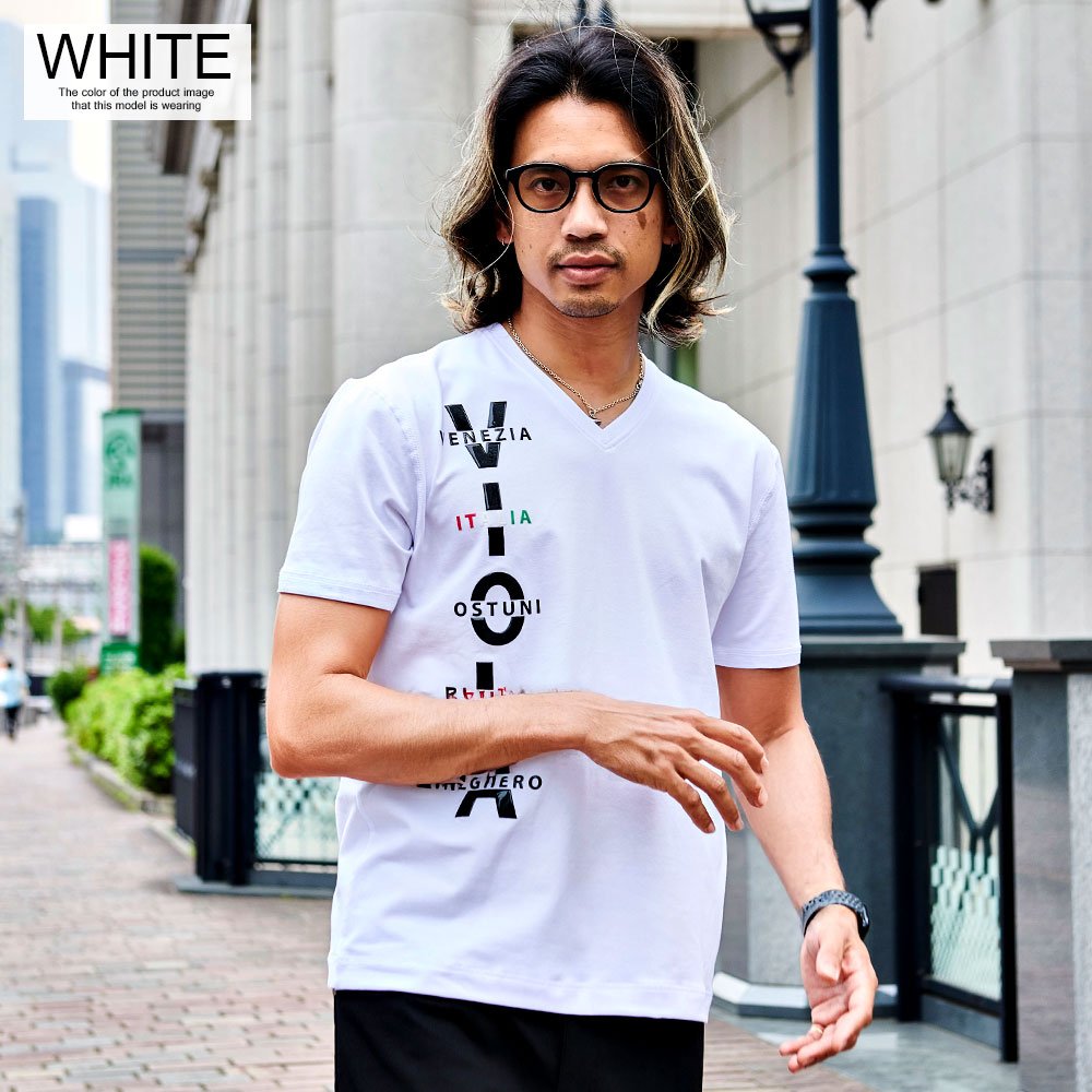 VIOLA Tシャツ メンズ 半袖 ブランド ヴィオラ 綿 Vネック ジェル
