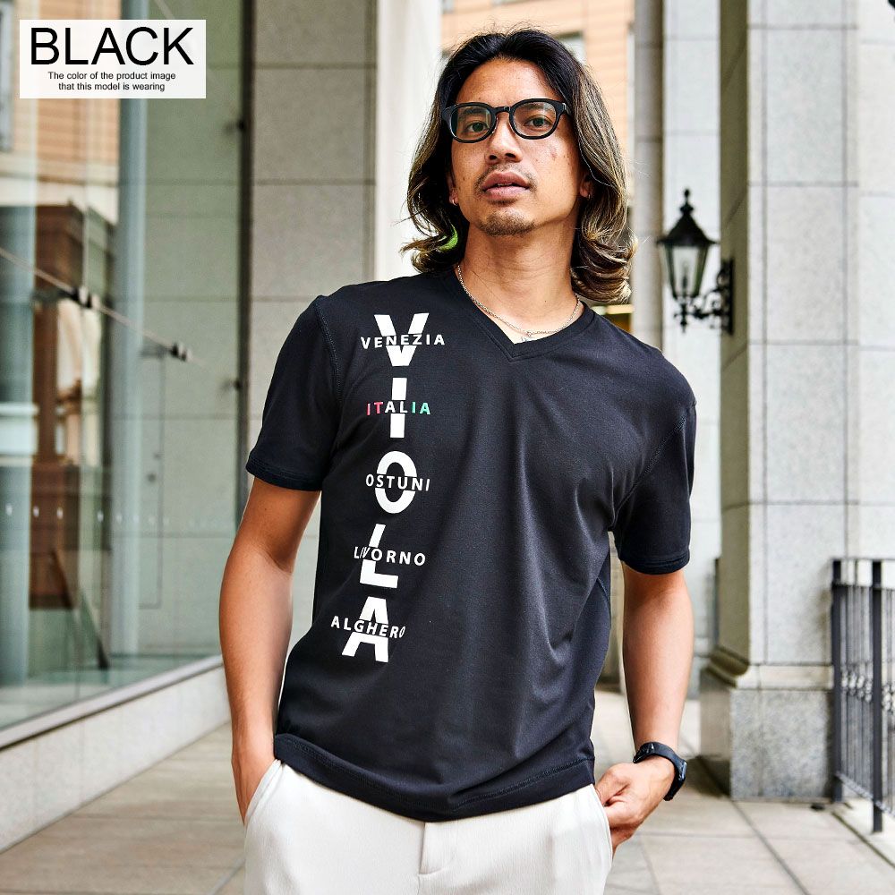 VIOLA Tシャツ メンズ 半袖 ブランド ヴィオラ 綿 Vネック ジェル