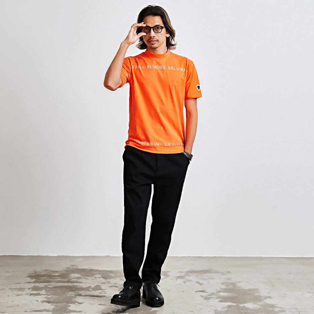 VIOLA Tシャツ メンズ 半袖 ブランド インナー モックネック ロゴ