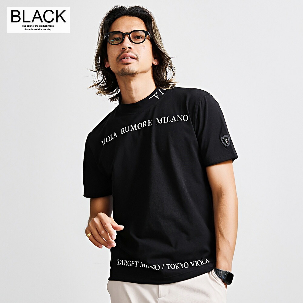 VIOLA Tシャツ メンズ 半袖 ブランド インナー モックネック ロゴ
