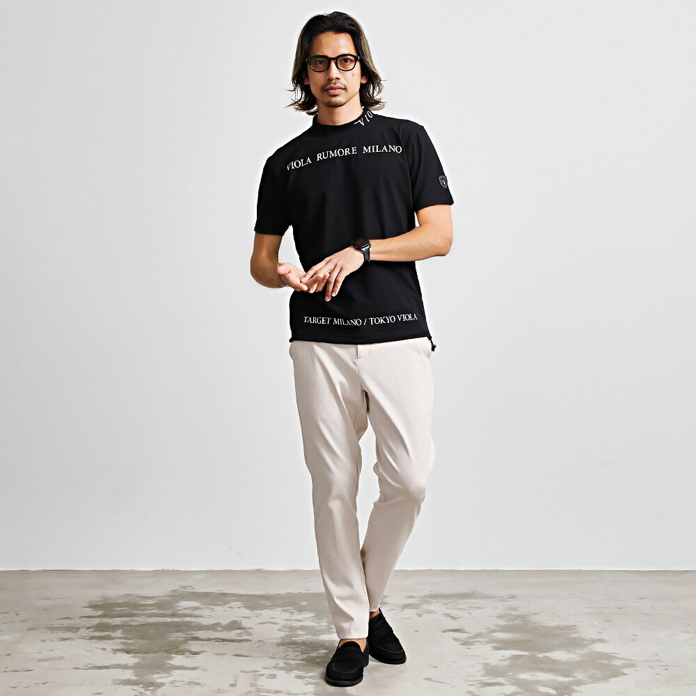 VIOLA Tシャツ メンズ 半袖 ブランド インナー モックネック ロゴ