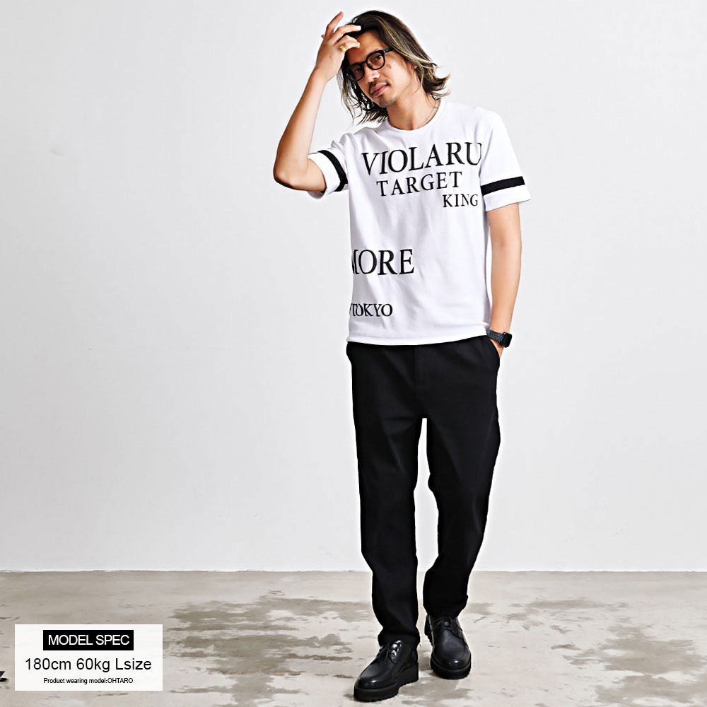 VIOLA Tシャツ メンズ 半袖 ブランド ワッフル サーマル 発砲プリント