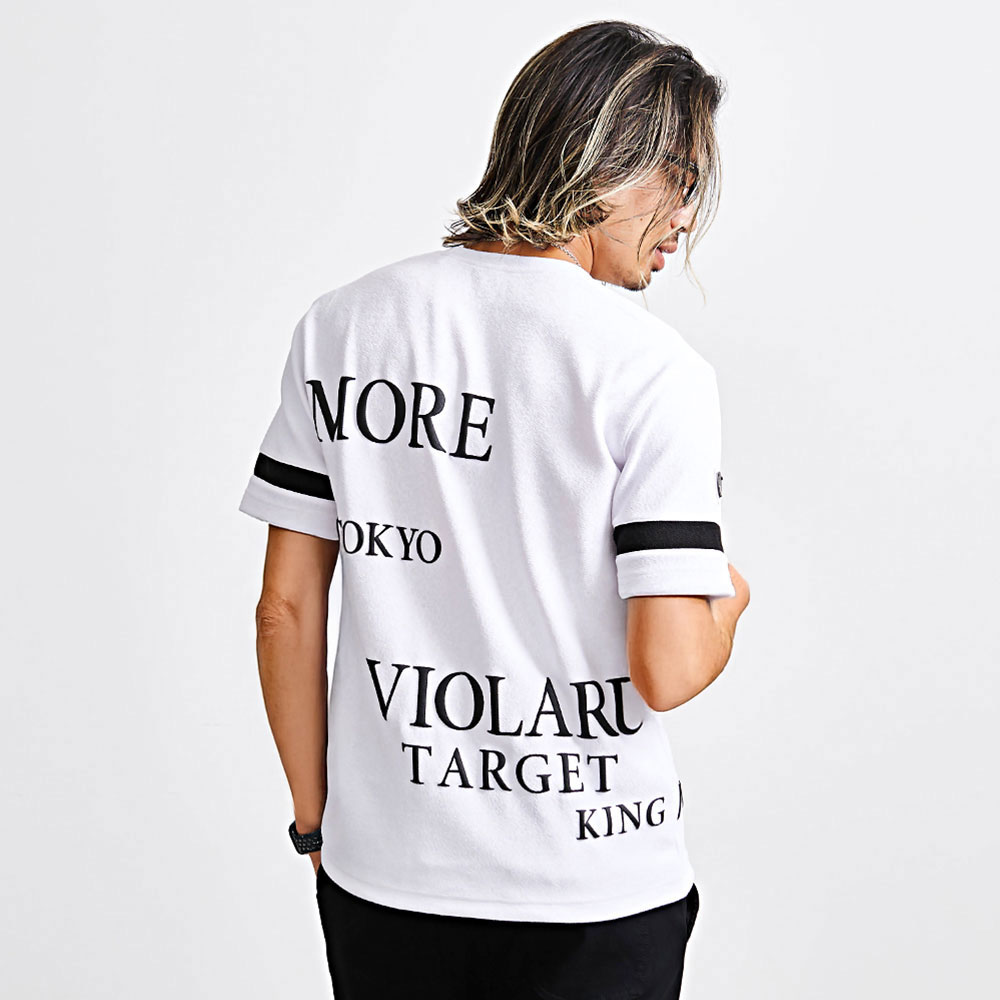 VIOLA Tシャツ メンズ 半袖 ブランド ワッフル サーマル 発砲プリント