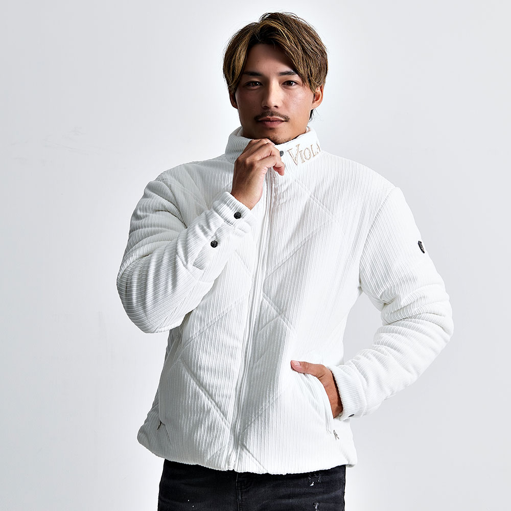 VIOLA 中綿ジャケット メンズ 中綿ブルゾン ストライプ 起毛 軽量 保温