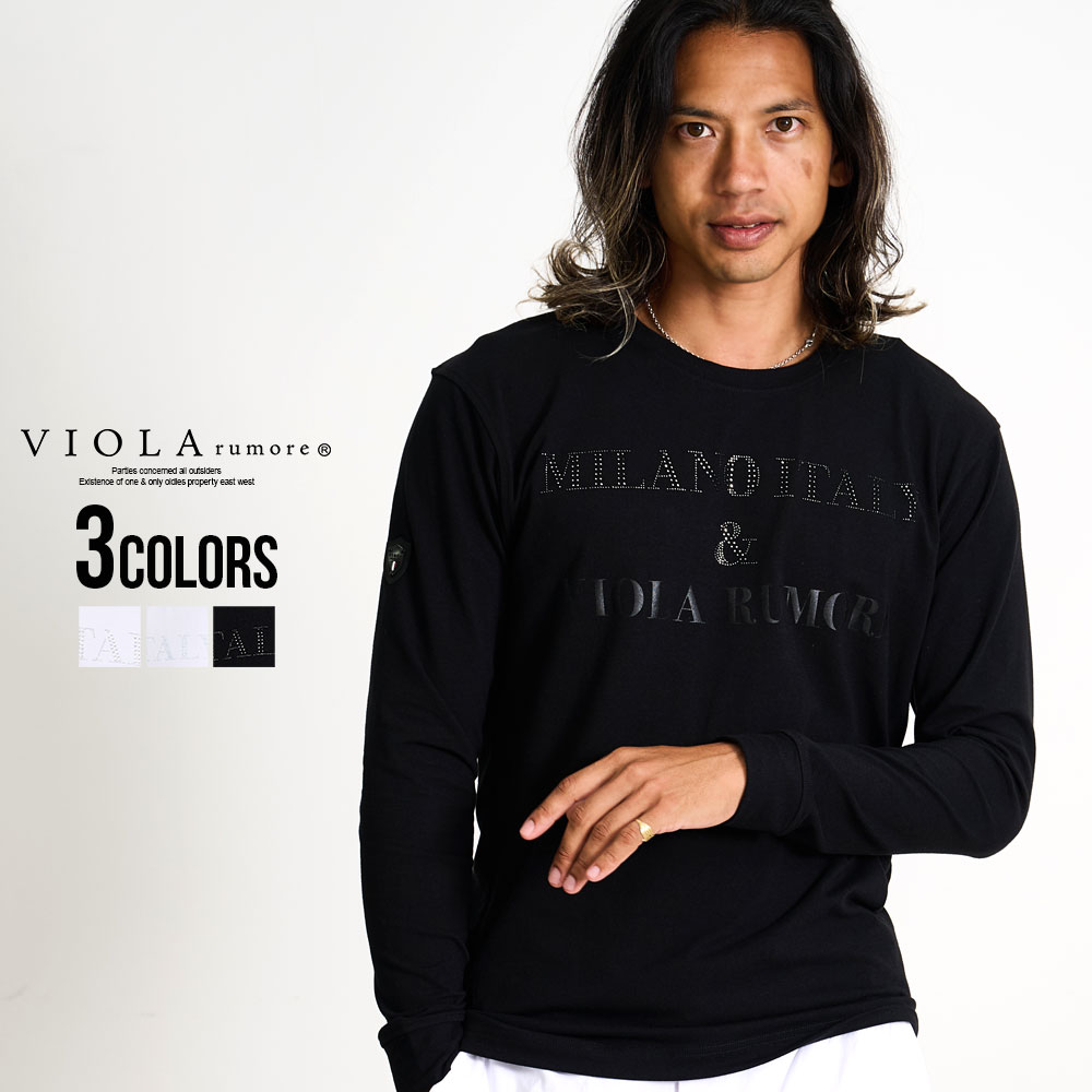 VIOLA ロンT メンズ 長袖 Tシャツ ロゴ バックプリント エンブレム 白