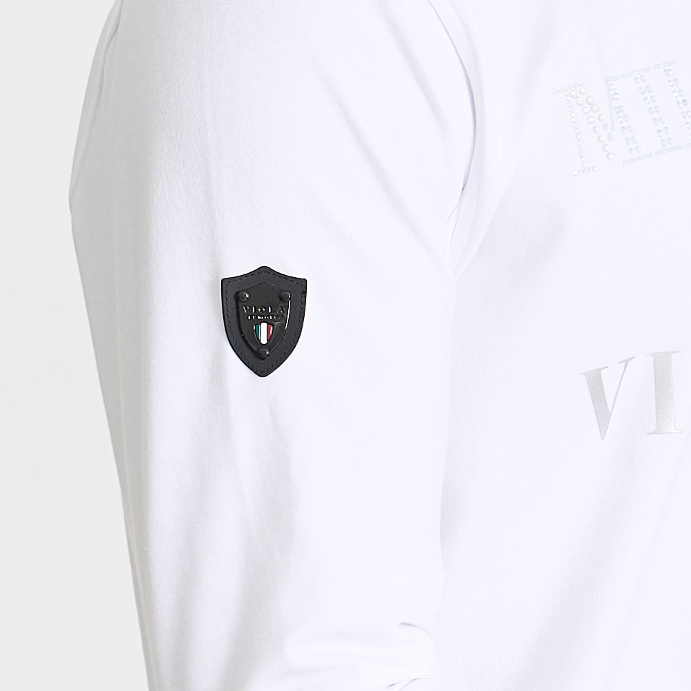 VIOLA ロンT メンズ 長袖 Tシャツ ロゴ バックプリント エンブレム 白