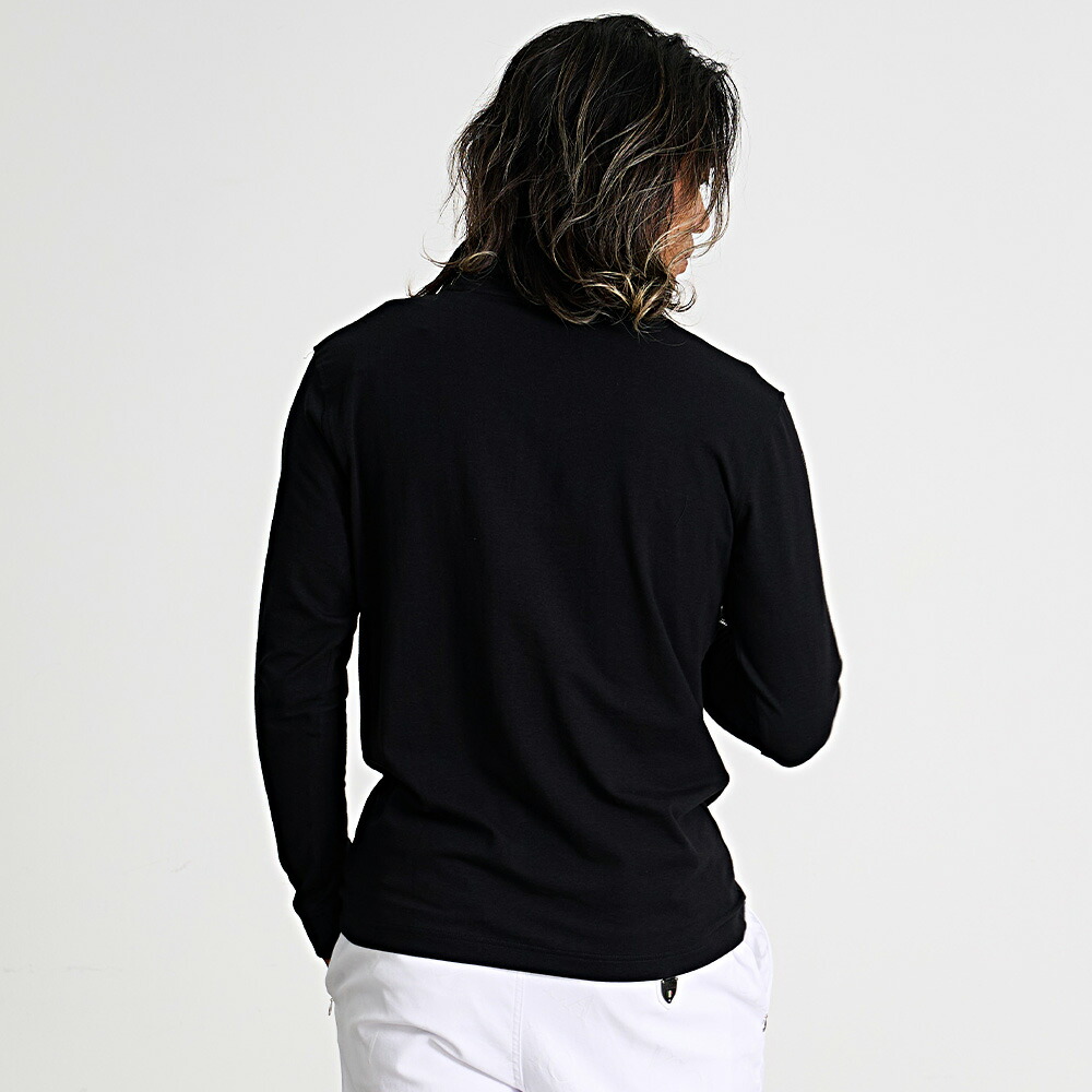 VIOLA ロンT メンズ 長袖 Tシャツ ハーフジップ ラインストーン 