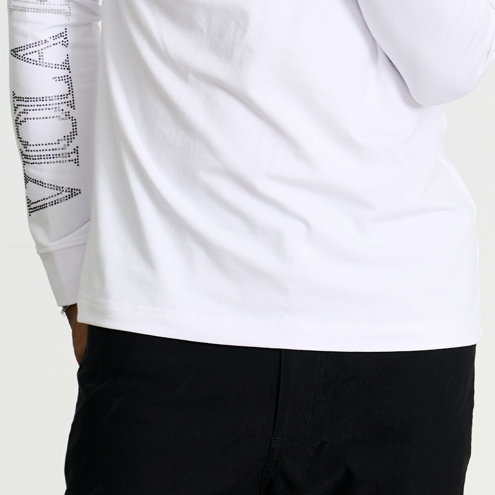 VIOLA ロンT メンズ 長袖 Tシャツ ハーフジップ ラインストーン