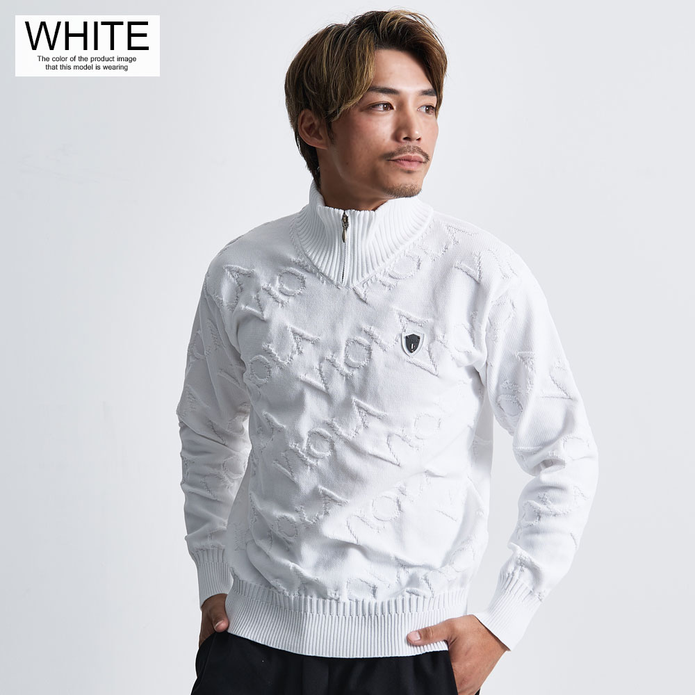 VIOLA ニット メンズ セーター ハーフジップ 総柄 ロゴ ゴルフウェア