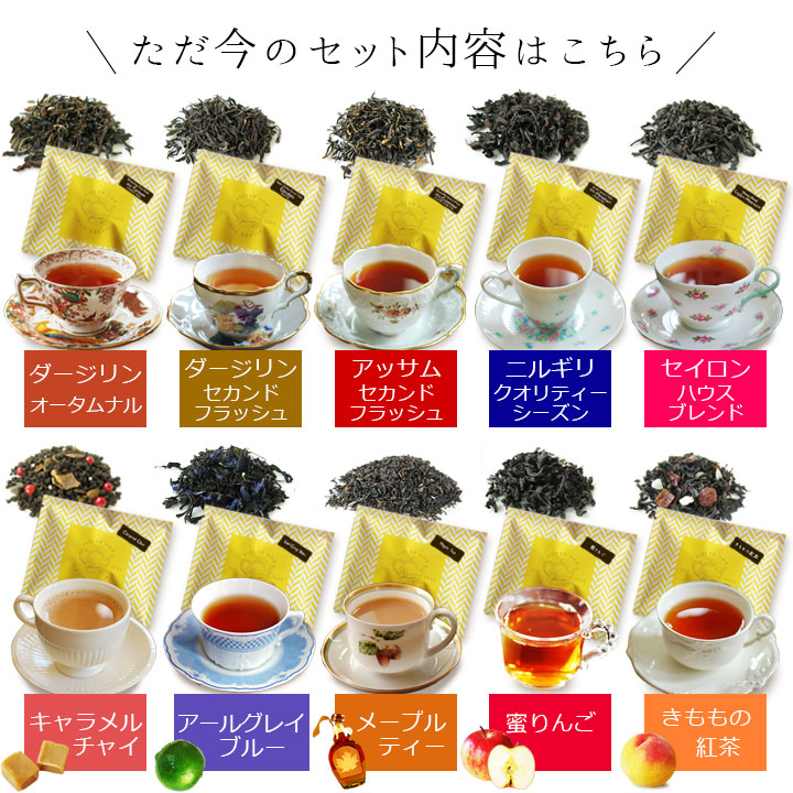 紅茶 茶葉10種各6g飲み比べ プチシルバーポット / お試し 人気 セット