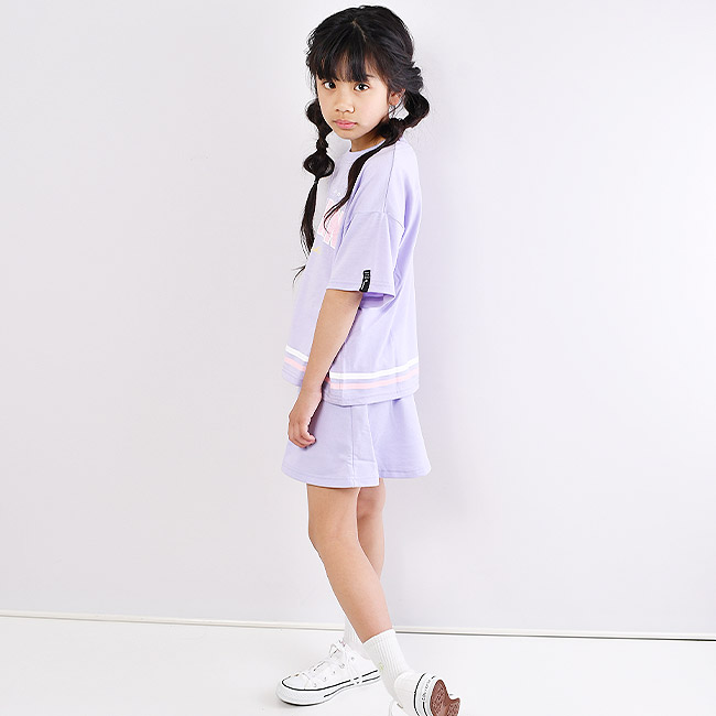 MaterialBluebis セットアップ キッズ 半袖 子供服 セットアップ 夏 子供 服 女の子 140 150 160 トップス かわいい  ボトムス ジュニア パープル グレー