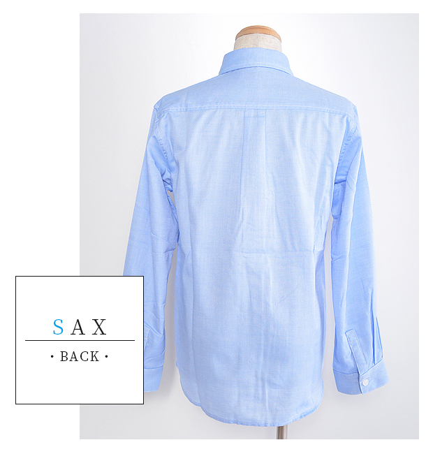 爆買 ネクタイ付き シャツ オックスフォード 綿混 ブルー サックス