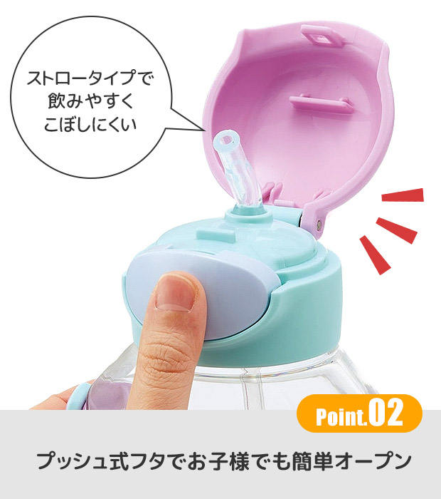 SKATER スケーター 水筒 キッズ ストロー ワンプッシュ ストローボトル 530ml ワンタッチ ボトル おしゃれ ショルダー ベルト 水筒 幼児 男の子 女の子 | スケーター | 24