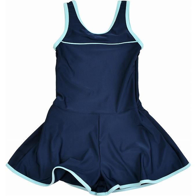 スクール水着 女子 ワンピース キュロットワンピース スパッツ スカート パイピング スカート一体型 ワンピース水着 紫外線対策 紫外線カット UPF50+ スイミング｜sime-fabric｜02