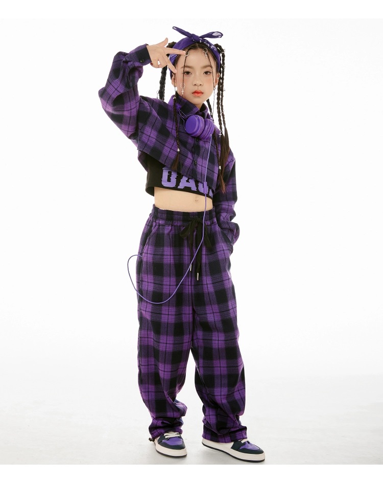 キッズダンス衣装 セットアップ ガールズ ヒップホップ 衣装 チェック