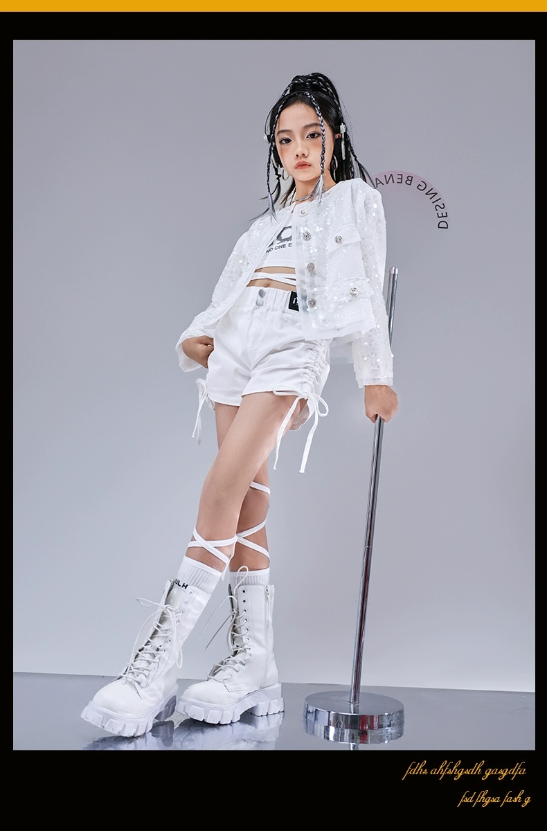 ダンス 衣装 キッズ 白 セットアップ K-POP 韓国 子供ダンス服