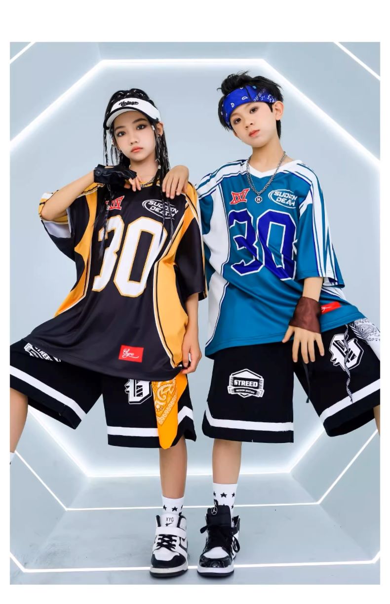 ヒップホップ 衣装 セットアップ 派手 黒 青 ダンス衣装 キッズ