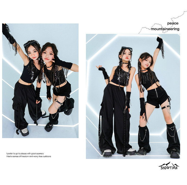 ダンス衣装 黒 ガールズ ヒップホップ 衣装 K-POP 韓国 ジャズ