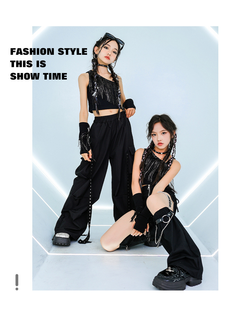 ダンス衣装 黒 ガールズ ヒップホップ 衣装 K-POP 韓国 ジャズ