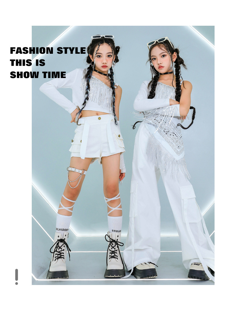 ダンス衣装 白 ガールズ ヒップホップ 衣装 K-POP 韓国 ジャズ