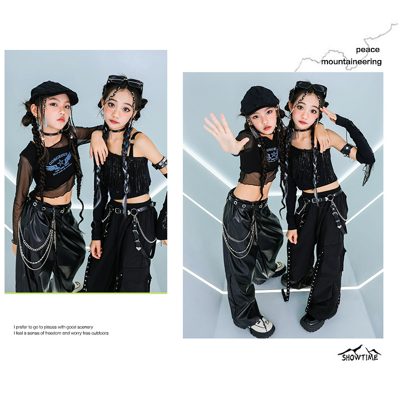 ダンス衣装 黒 ガールズ ヒップホップ 衣装 K-POP 韓国 ジャズ