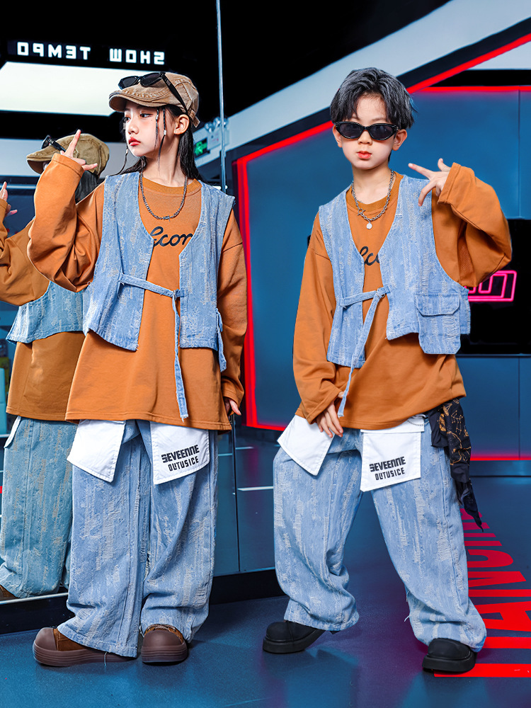キッズダンス衣装 セットアップ ヒップホップ 衣装 デニム