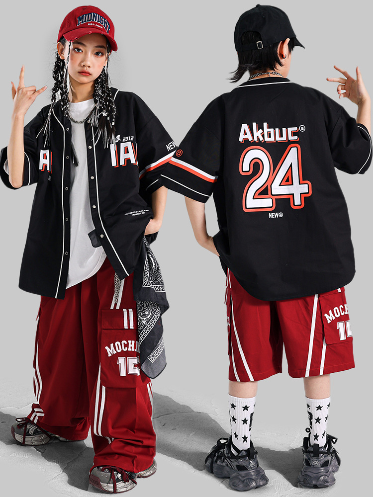 ベースボールシャツ ダンス衣装 キッズ ヒップホップ ファッション