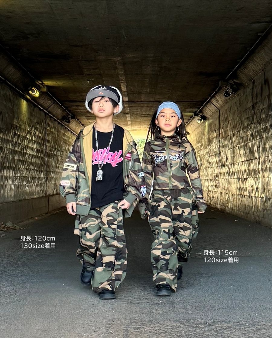 迷彩 ヒップホップ 衣装 ダンス衣装 キッズ セットアップ 派手 男の子