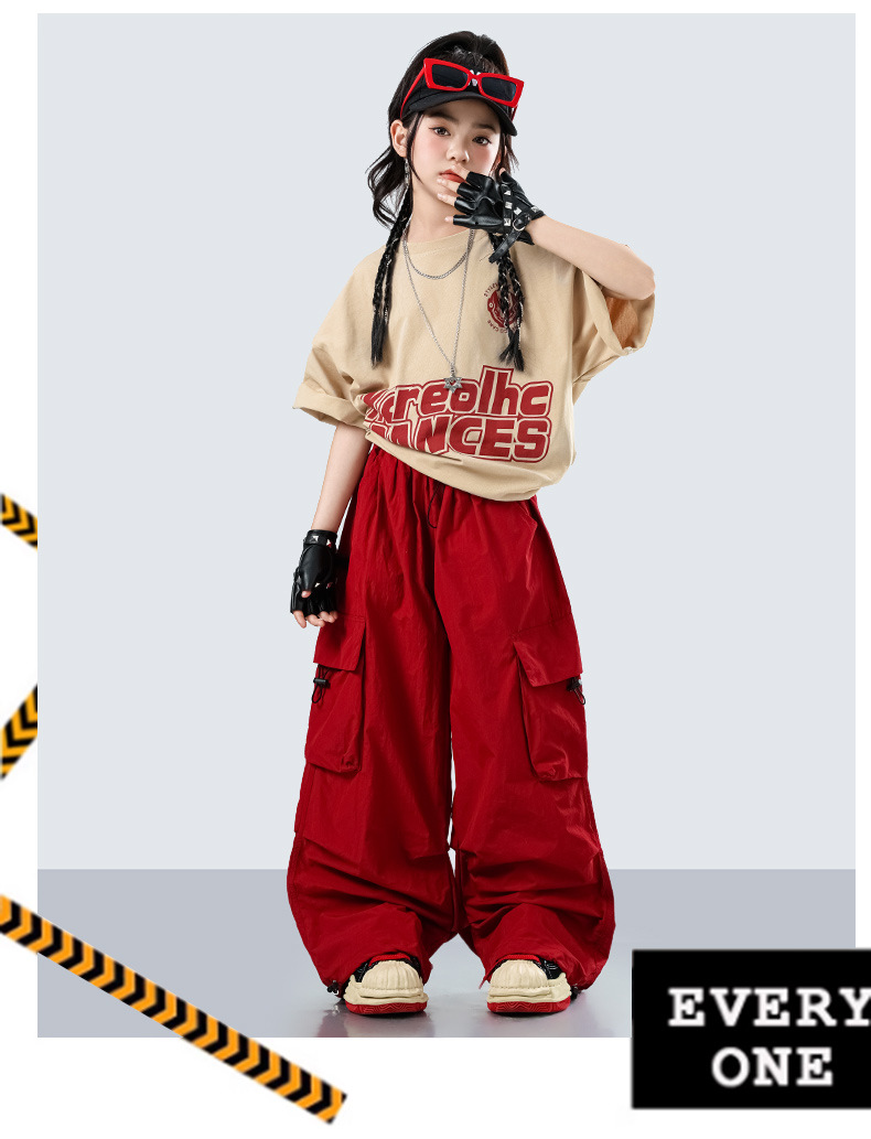 キッズダンス衣装 セットアップ ナンバリングTシャツ チェックパンツ