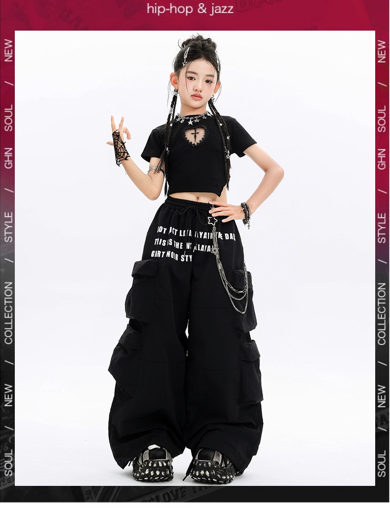 ダンス衣装 セットアップ ガールズ ヒップホップ 衣装 K-POP 韓国 黒