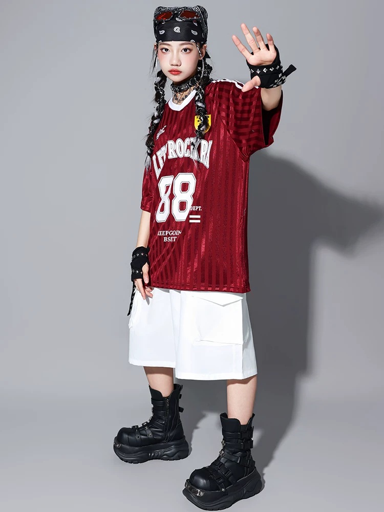 ヒップホップ 衣装 セットアップ 派手 赤 白 ダンス衣装 キッズ 子供
